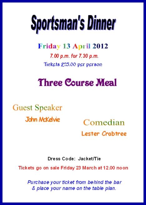 Sportsman's Dinner 2012 -2