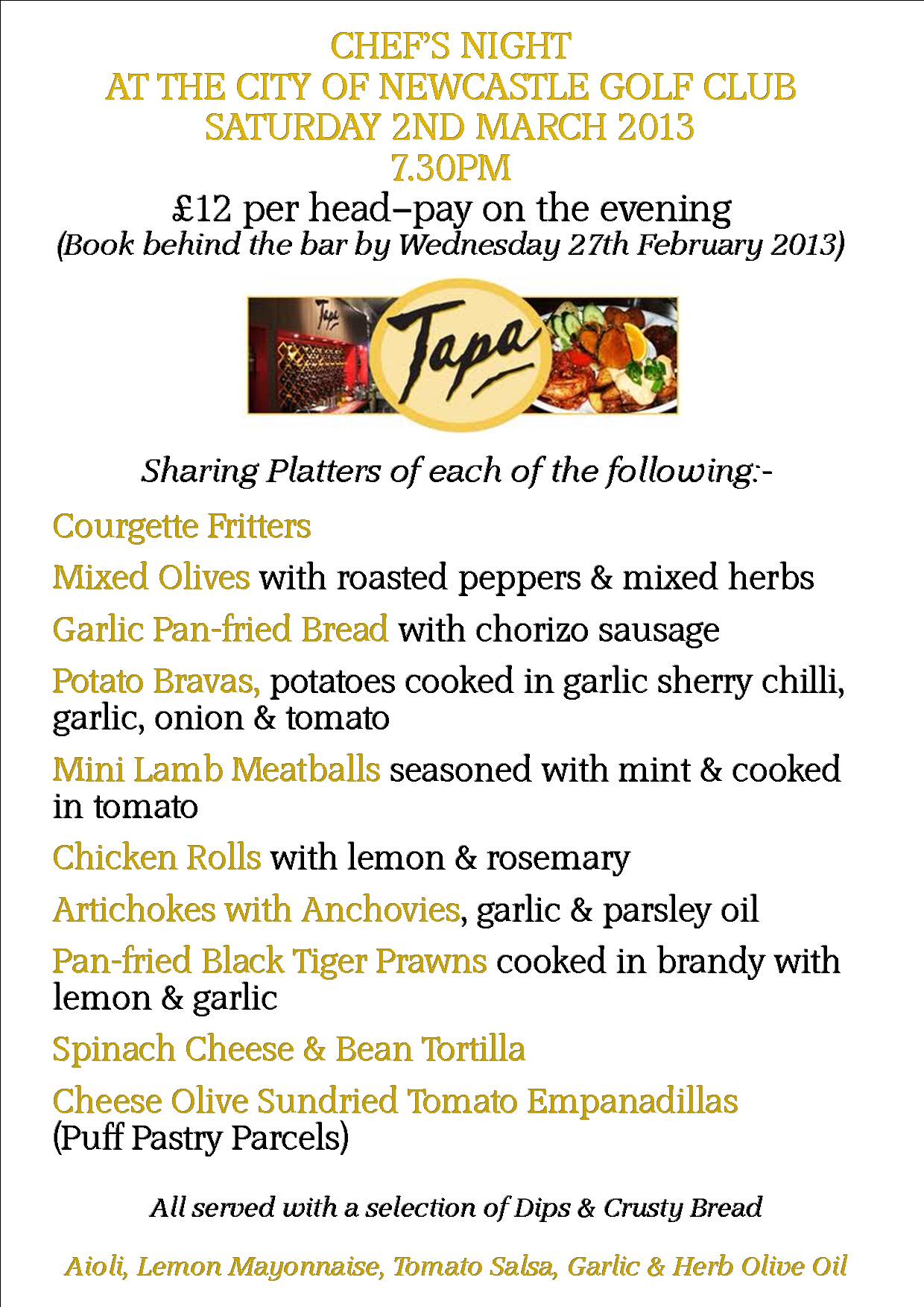 Tapas night 2013