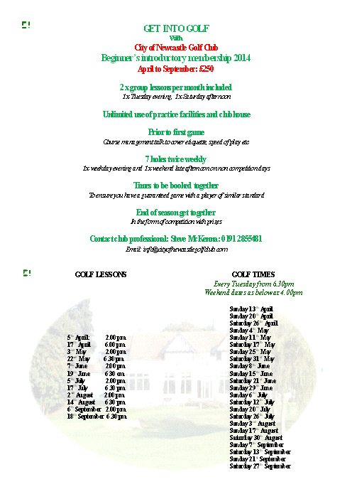 Get into golf 2014