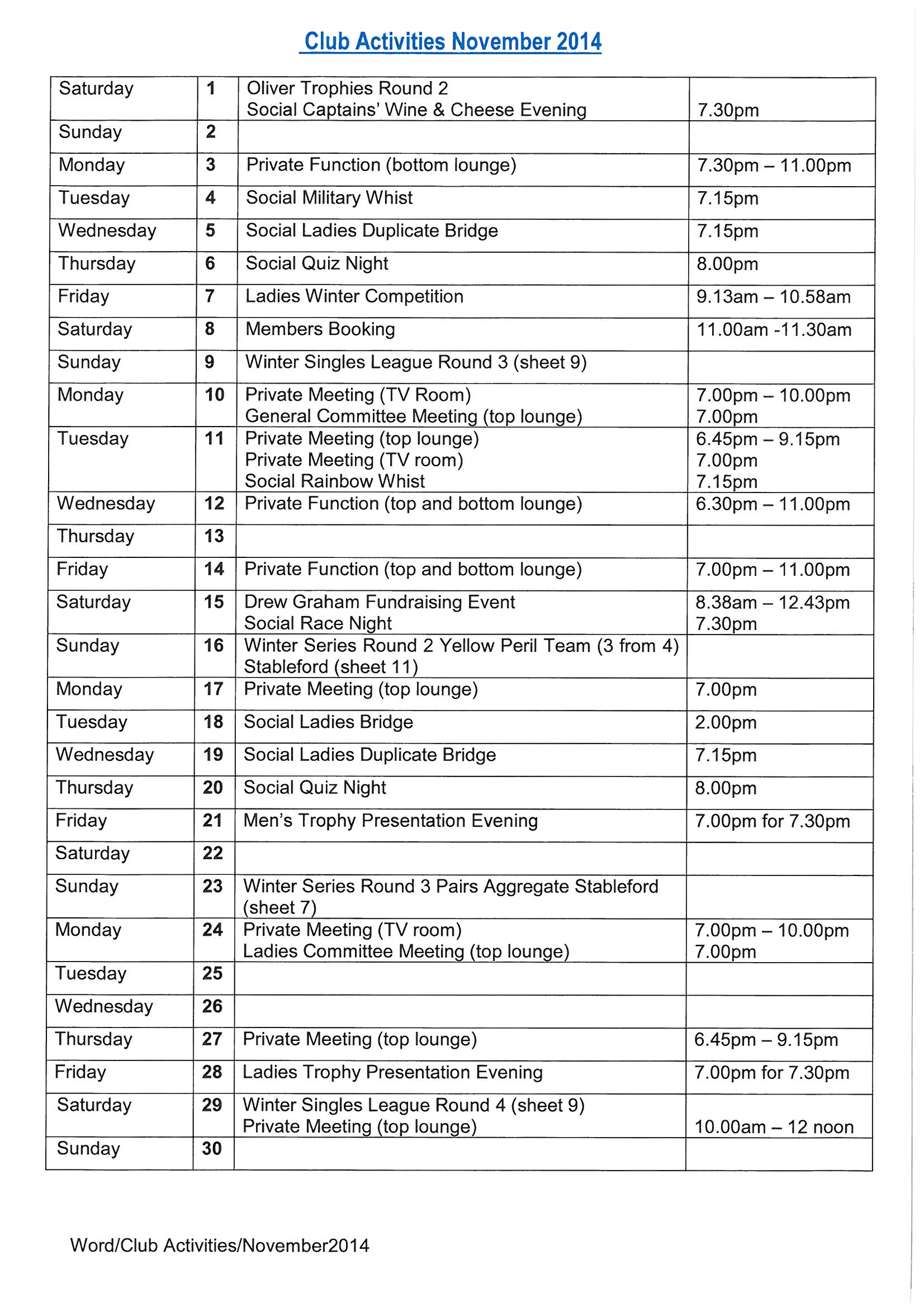 November Activities