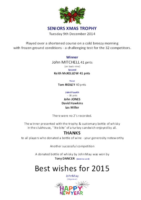 Seniors Christmas Comp 2014