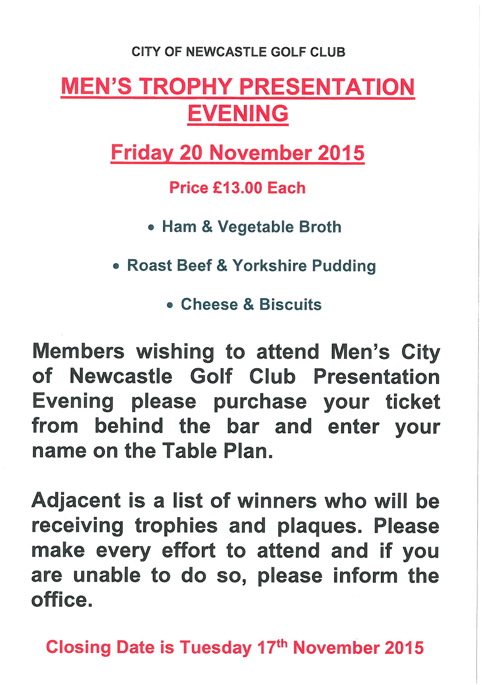 Trophy Presentation Night 2015