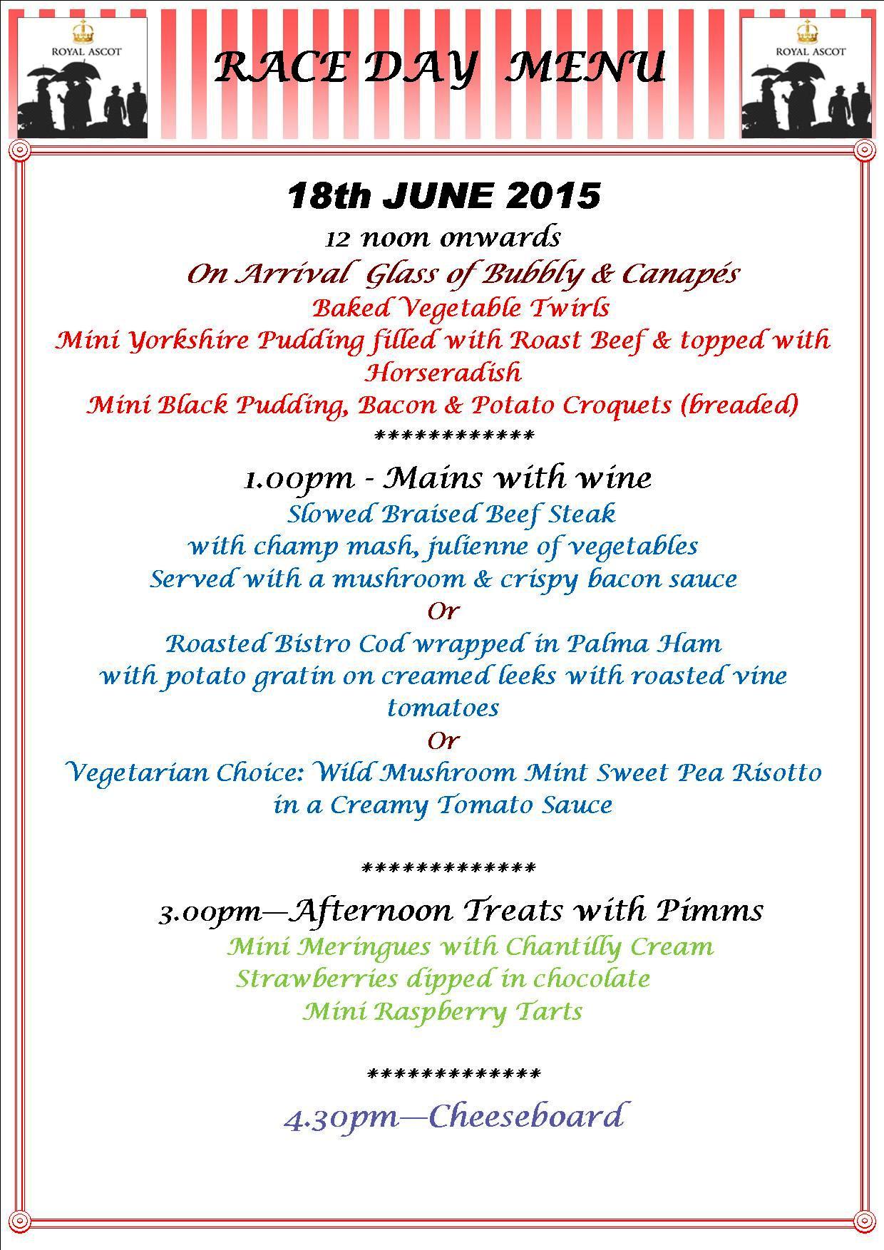 Ascot Menu 2015