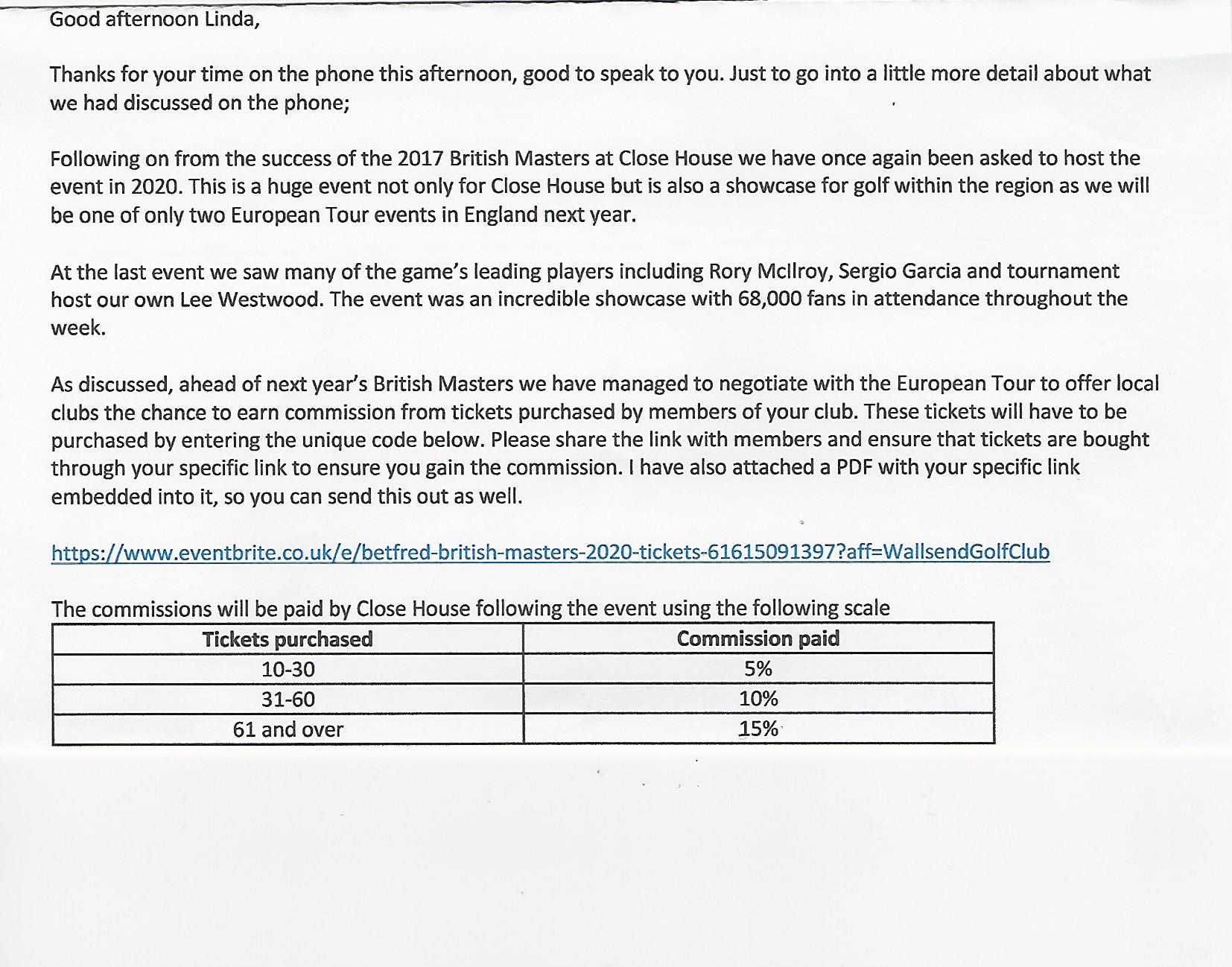 BRITISH MASTERS EMAIL