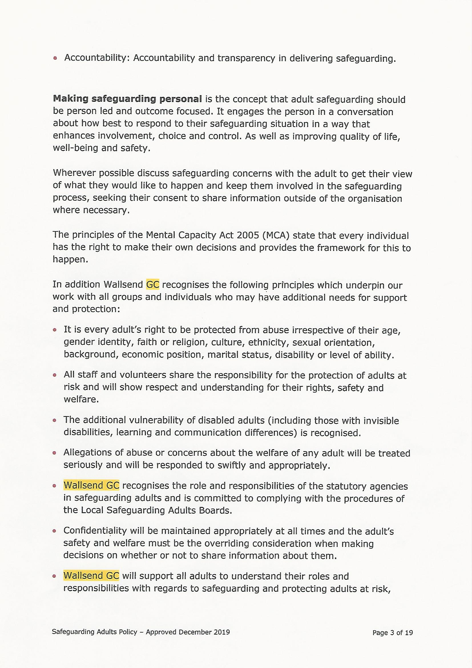 Safeguarding Adults Policy page 3