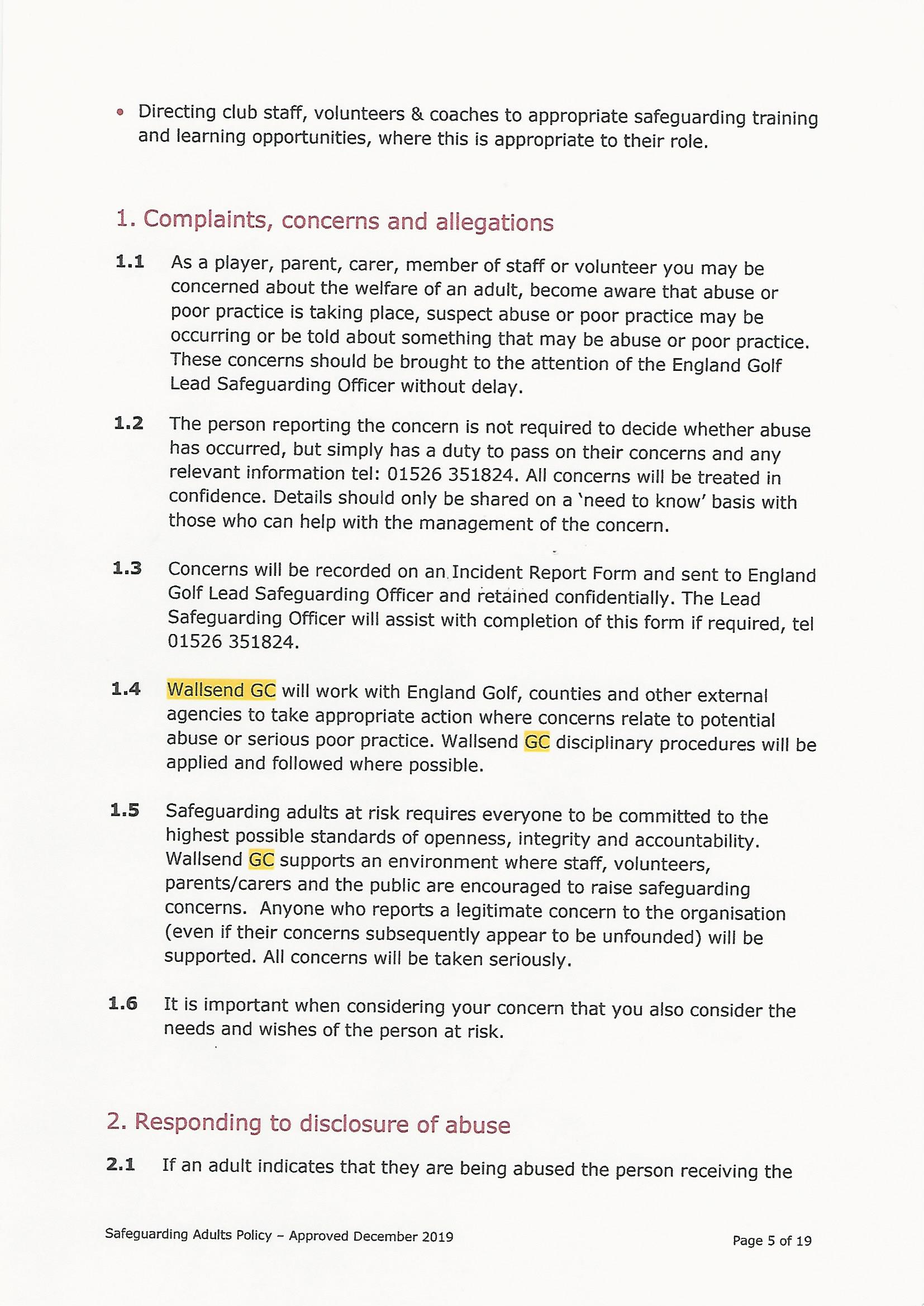 Safeguarding Adults Policy page 5