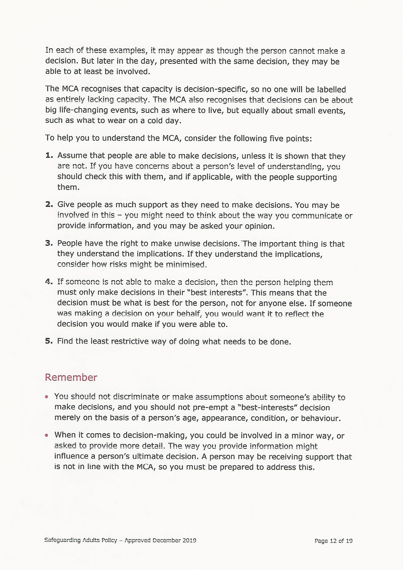 Safeguarding Adults Policy Page 12