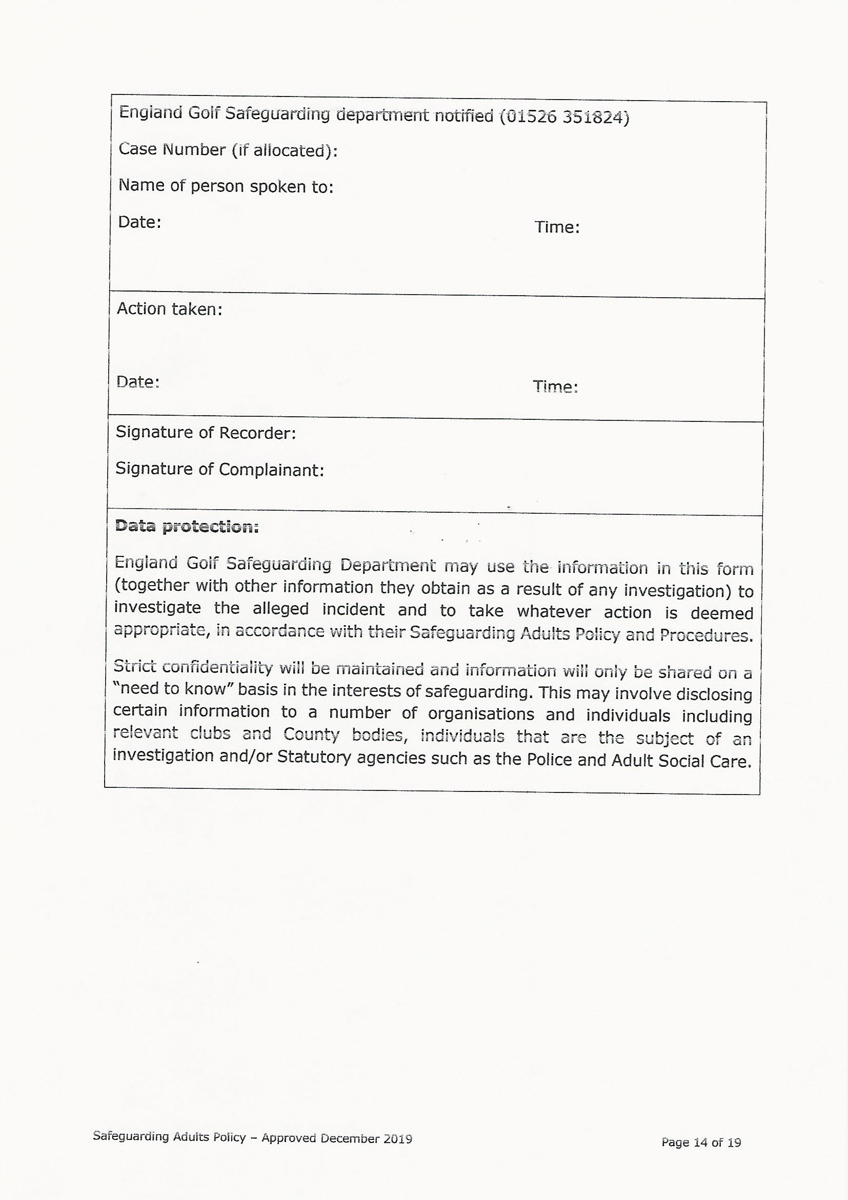 Safeguarding Adults Policy page 14