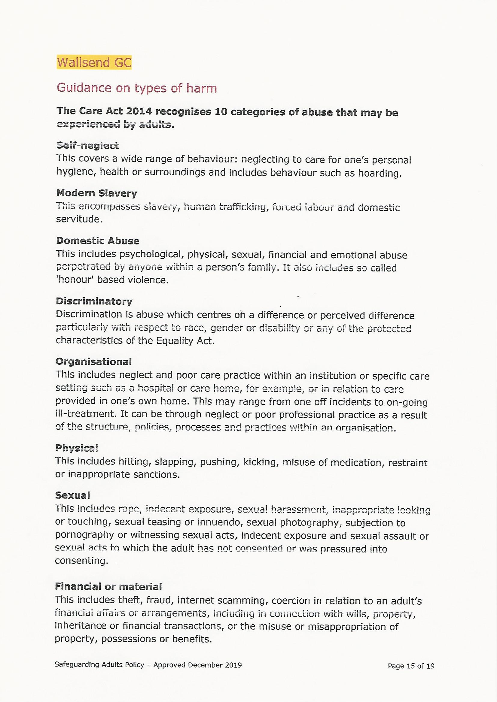 Safeguarding Adults Policy Page 15