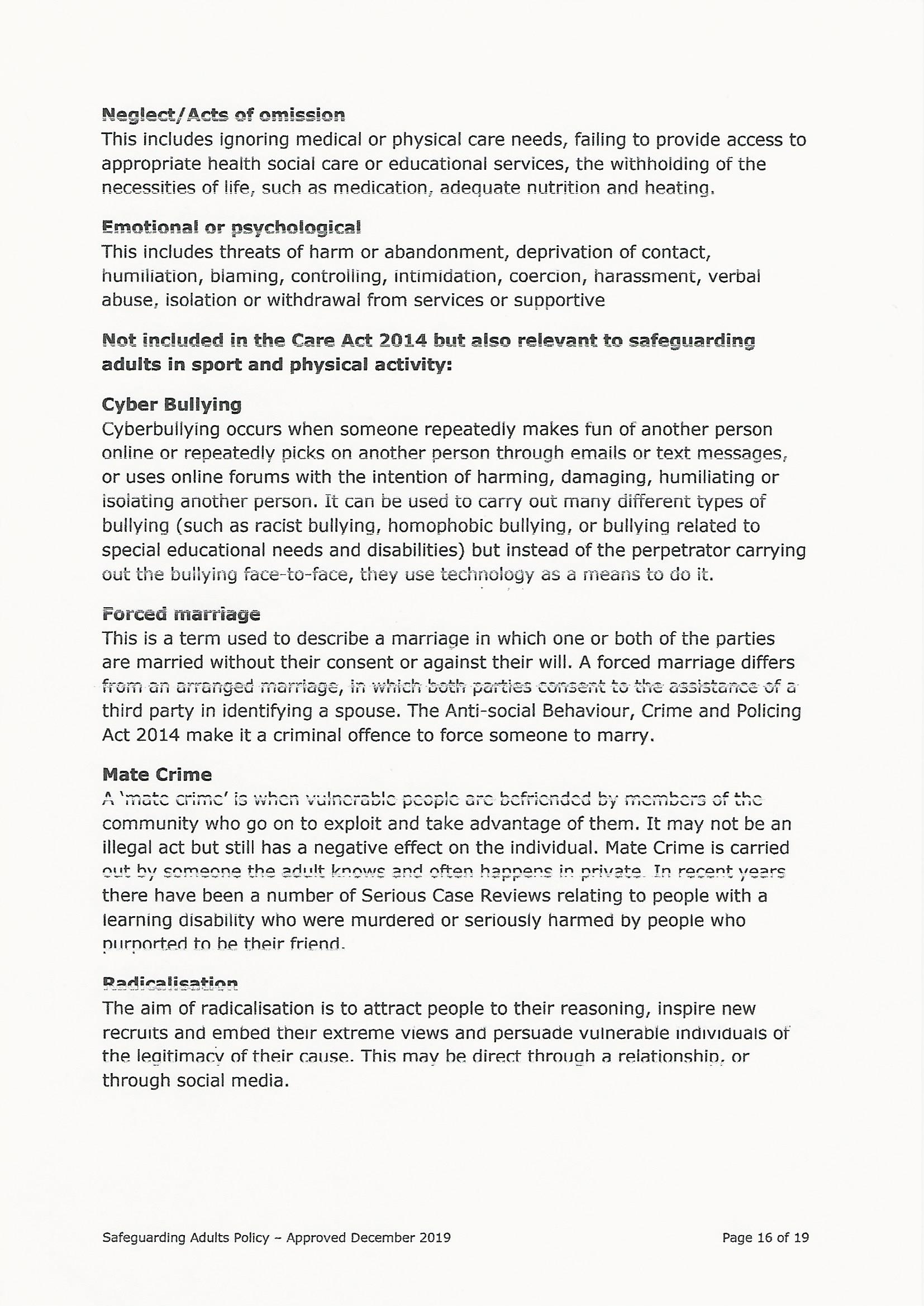 Sageguarding Adults Policy page 16