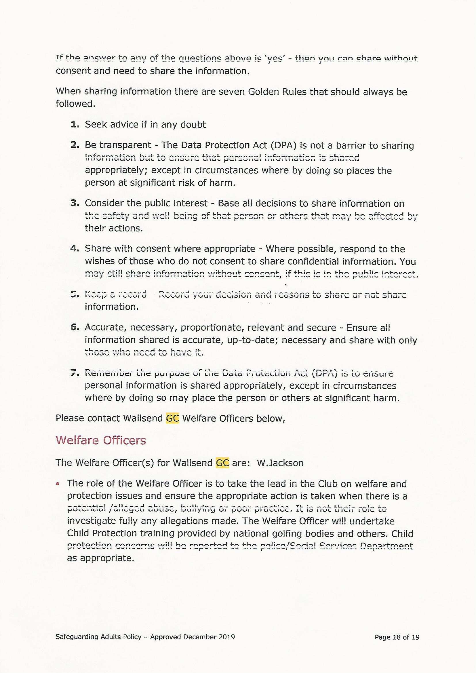 Safeguarding Adults Policy page 18