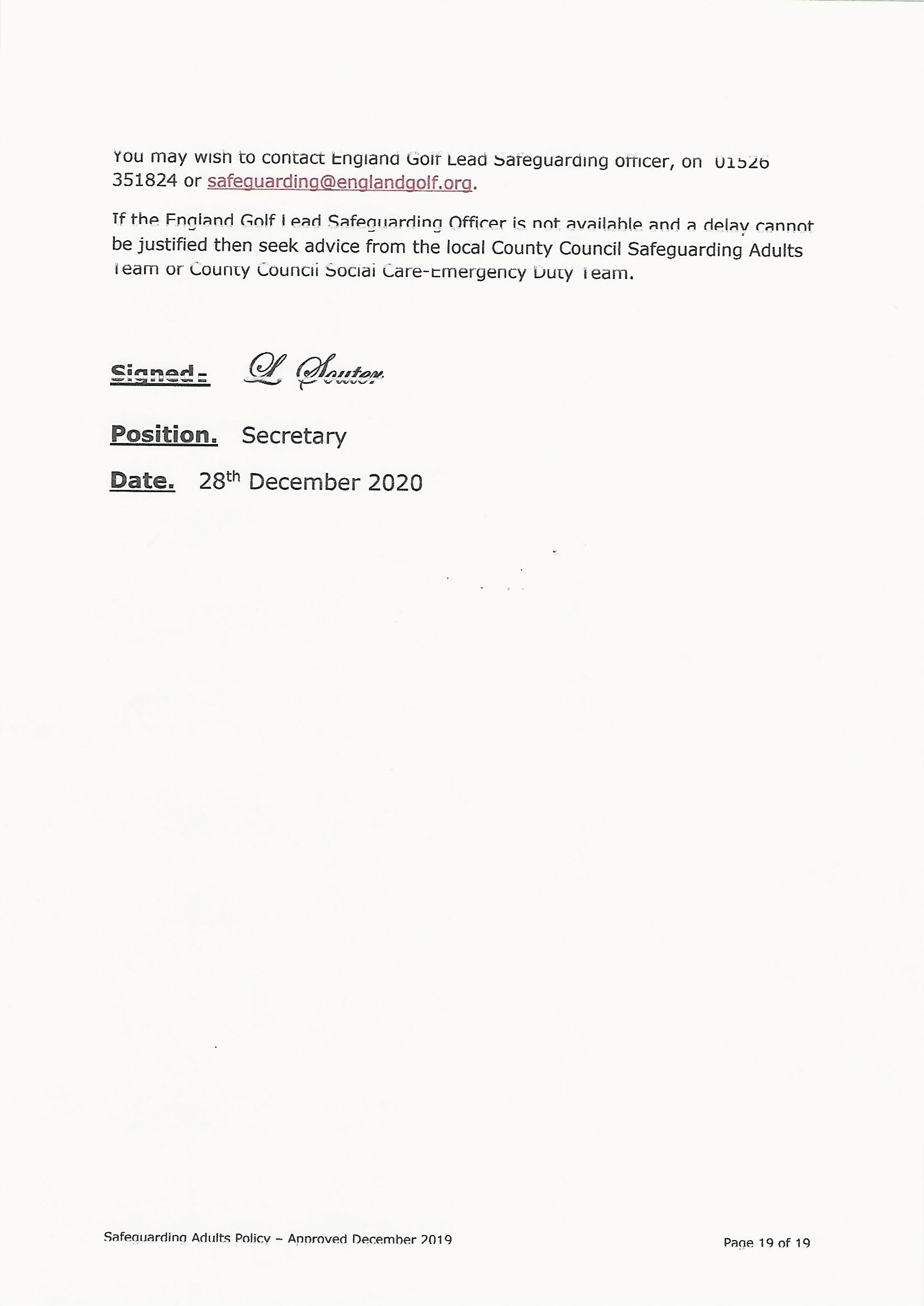 Safeguarding Adults Policy page 19